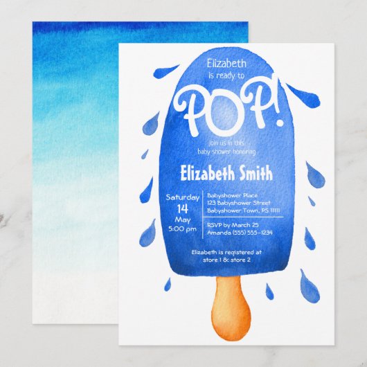 Waterverf klaar voor de pop van het baby shower va kaart (Voorkant / Achterkant)