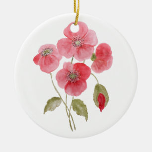 Waterverf klaproos bloem keramisch ornament