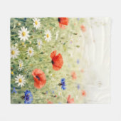 Waterverf Klaproos Margriet Korenbloem Weide Patro Fleece Deken (Voorkant (Horizontaal))