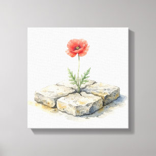 Waterverf Klaproos Waar het Leven Je Ook Plant Canvas Afdruk