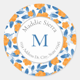 Waterverf Klaprozen en bladeren Patroonlabels Ronde Sticker