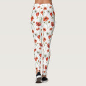 Waterverf Klaprozen En Witte Veldbloemen Leggings (Achterkant)