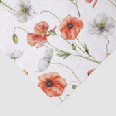 Waterverf Klaprozen En Witte Veldbloemen Tissuepapier (Detail)