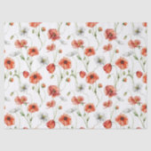 Waterverf Klaprozen En Witte Veldbloemen Tissuepapier (Voorkant)