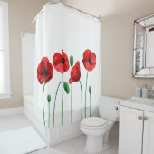 Waterverf klaprozen. Rode bloemen. botanisch Douchegordijn (In situ)