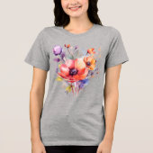 Waterverf klaprozen T-shirt is een delicate bloem (Voorkant)