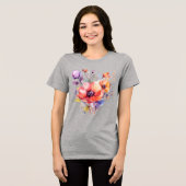 Waterverf klaprozen T-shirt is een delicate bloem (Voorkant volledig)