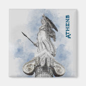 Waterverf Klassiek Grieks standbeeld Athena Magneet (Voorkant)