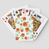 Waterverf Klassieke afspeelkaarten met rode papave Pokerkaarten (Achterkant)