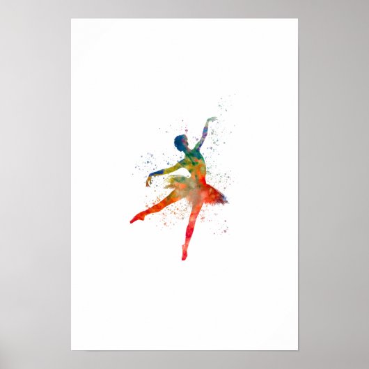 Waterverf klassieke balletdanser poster (Voorkant)
