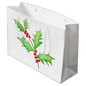 Waterverf Klassieke Kerstmis Holly Groot Cadeauzakje (Achterkant Gekanteld)