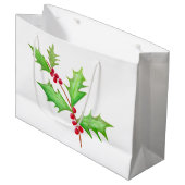 Waterverf Klassieke Kerstmis Holly Groot Cadeauzakje (Voorkant Gekanteld)