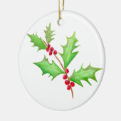 Waterverf Klassieke Kerstmis Holly Keramisch Ornament (Links)