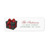 Waterverf Klassieke Plaid Kerstcadeau Etiket (Voorkant)
