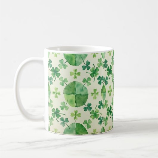 Waterverf Klaver Mok – Groene Shamrock St. Patrick (Links)