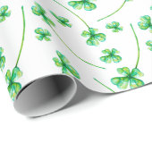 Waterverf klaverbladeren. cadeaupapier (Rol Hoek)