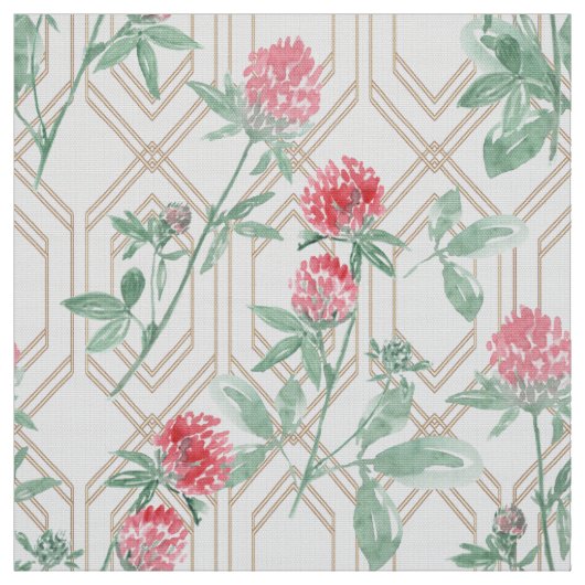 Waterverf klaverbloemen stof (Swatch)