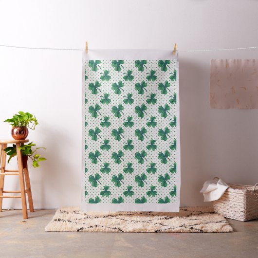 Waterverf Klavers en Polka Dots Pattern Fabric Stof (Voorbeeld)