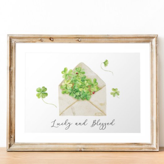 Waterverf Klavers Gelukkig en gezegend Poster