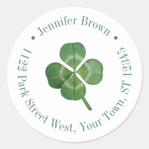 Waterverf Klavertje Vier St. Patrick's Bruiloftsbo Ronde Sticker