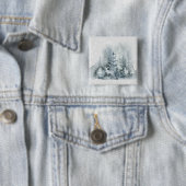 Waterverf, kleding, bos, herten, sneeuw, bomen vierkante button 5,1 cm (In situ)