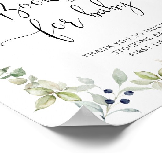 Waterverf klein beer, eucalyptusboeken voor baby poster (Hoek)