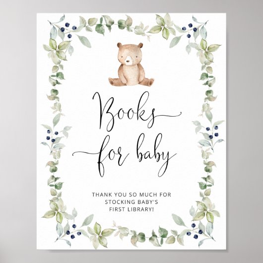 Waterverf klein beer, eucalyptusboeken voor baby poster (Voorkant)