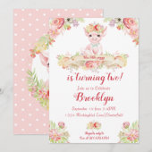 Waterverf klein biggetje verjaardagsfeestje kaart (Voorkant / Achterkant)