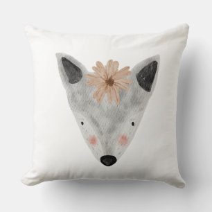 Waterverf kleine baby met witte grijze klei kussen