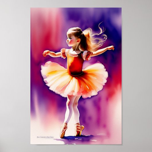 waterverf kleine ballerina poster print (Voorkant)