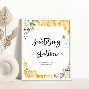 Waterverf Kleine bijenreinigingsstation Poster