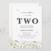 Waterverf Kleine bloem 2e verjaardag Kaart (Voorkant / Achterkant)