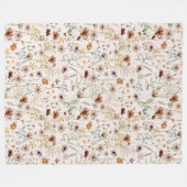 Waterverf Kleine Bloem Boho Bloemmotief Fleece Deken (Voorkant (Horizontaal))