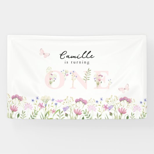 Waterverf Kleine bloem Dag Spandoek (Horizontaal)