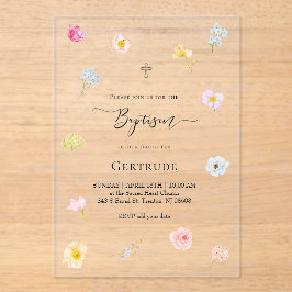 waterverf kleine bloemen Doop Acryl Uitnodigingen