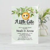 waterverf kleine cutie is op de weg baby shower kaart (Staand voorkant)