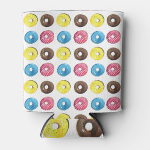 Waterverf kleine donuts, naadloos patroon. blikjeskoeler