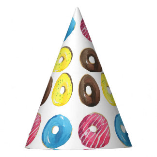 Waterverf kleine donuts, naadloos patroon. feesthoedjes