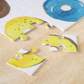 Waterverf kleine donuts, naadloos patroon. legpuzzel (Zijkant)