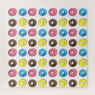 Waterverf kleine donuts, naadloos patroon. legpuzzel