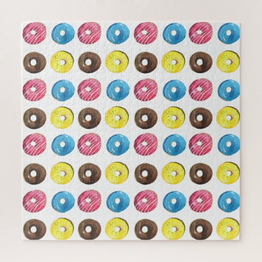 Waterverf kleine donuts, naadloos patroon. legpuzzel (Verticaal)