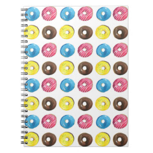 Waterverf kleine donuts, naadloos patroon. notitieboek