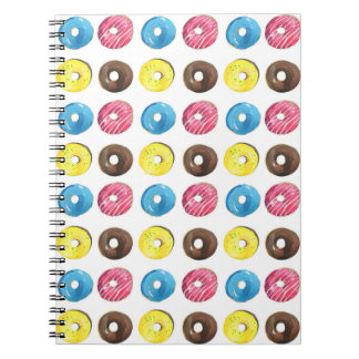 Waterverf kleine donuts, naadloos patroon. notitieboek