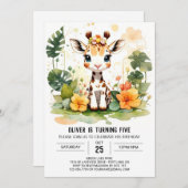 Waterverf Kleine Giraffe Custom Verjaardag Kaart (Voorkant / Achterkant)