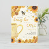 Waterverf kleine honingbijen - Zonnebloem 1e verja Kaart (Staand voorkant)