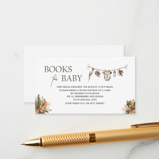 Waterverf kleine jager baby shower boeken voor b informatiekaartje (Voorkant / Achterkant in situ)