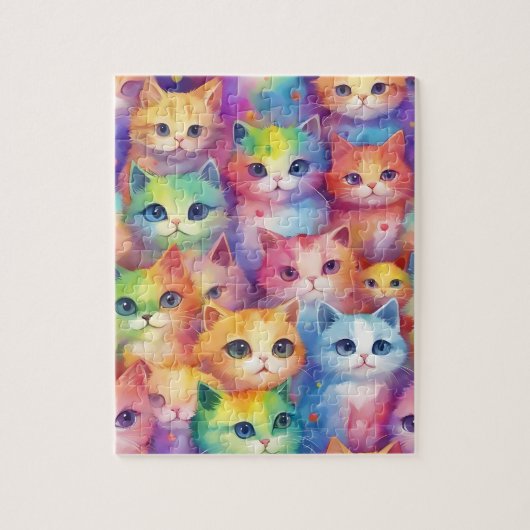 Waterverf kleine katten legpuzzel (Verticaal)