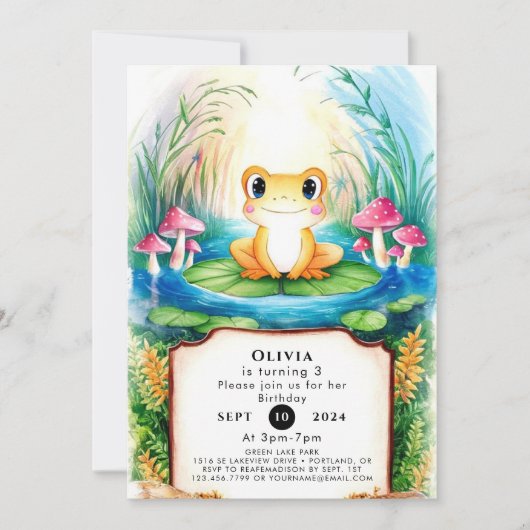 Waterverf Kleine Kikker Verjaardag Kaart (Voorkant)