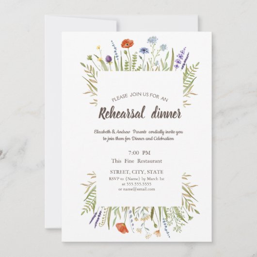 Waterverf Kleine Lijst met wilde bloem Kaart (Voorkant)