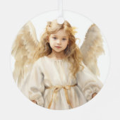 Waterverf kleine meisje engel metalen ornament (Achterkant)